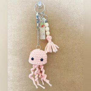 Handmade crochet jellyfish keychain
